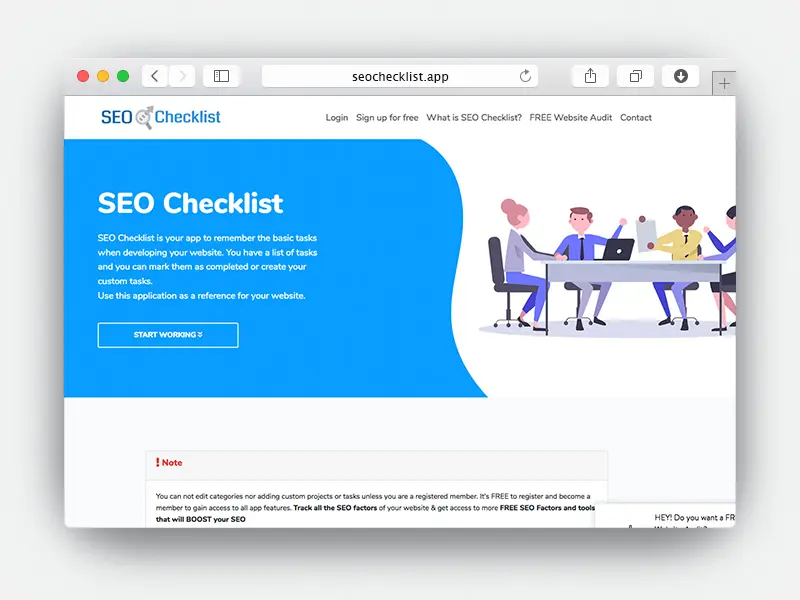 Web de SEO Checklist desarrollada por Web Consulting