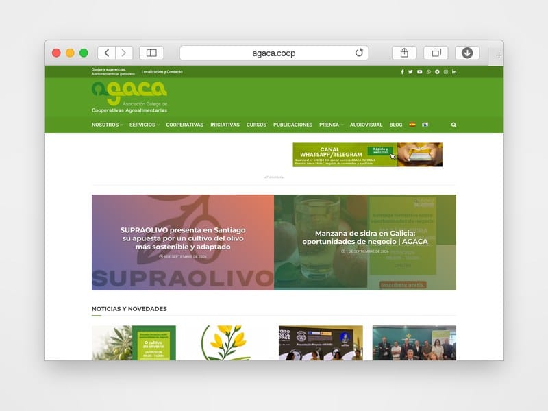 Web de AGACA desarrollada por Web Consulting