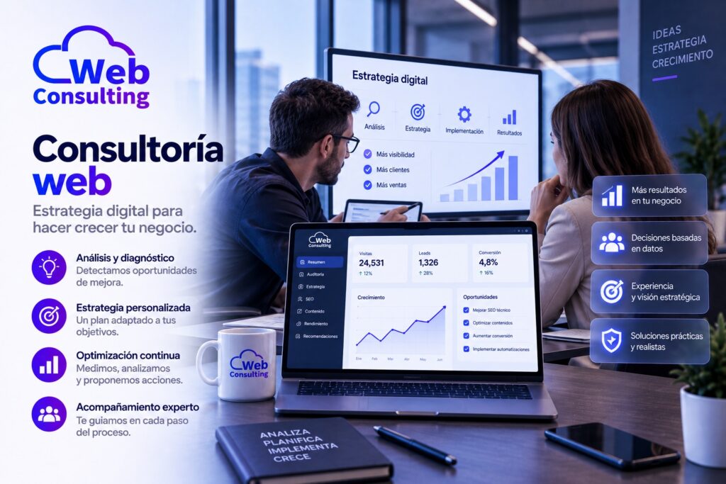 Consultoría web de Web Consulting: análisis, estrategia personalizada, optimización continua y acompañamiento experto