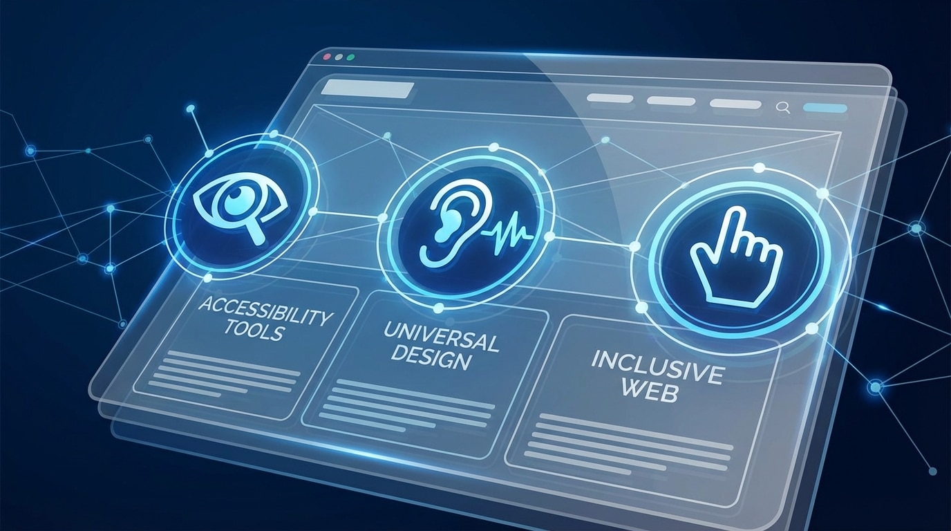 Persona usando tecnología de asistencia, lector de pantalla y teclado adaptado, para navegar por una tienda online accesible