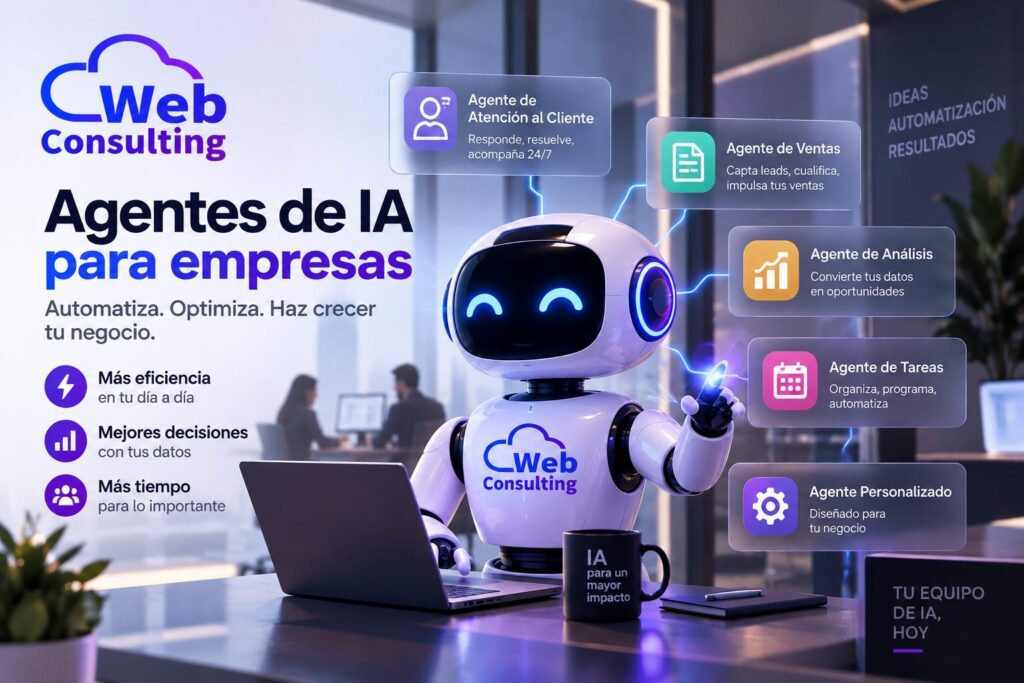 Agentes de IA para empresas de Web Consulting: agentes de atención al cliente, ventas, análisis y tareas