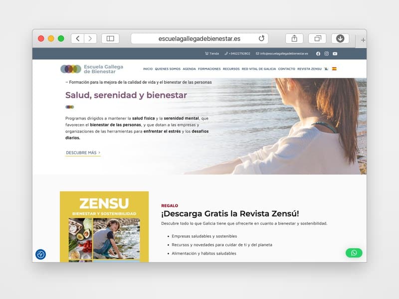 Web de Escuela Gallega de Bienestar desarrollada por Web Consulting