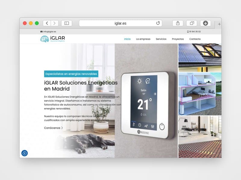 Web de iGLAR Soluciones Energéticas desarrollada por Web Consulting