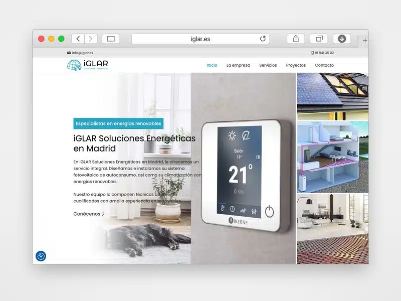 Web de iGLAR Soluciones Energéticas desarrollada por Web Consulting
