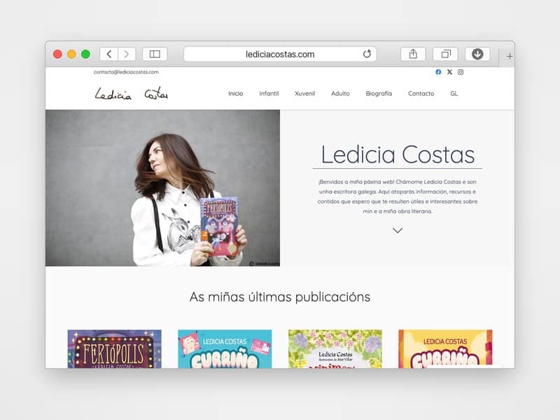 Web de Ledicia Costas desarrollada por Web Consulting