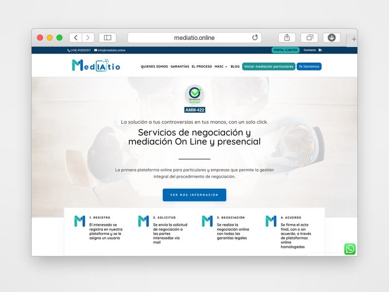 Web de Mediatio Online desarrollada por Web Consulting