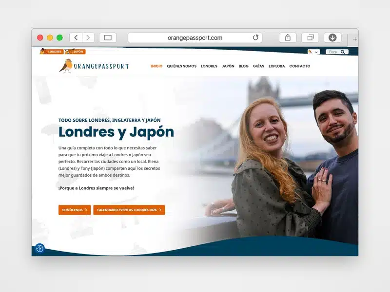 Web de Orangepassport desarrollada por Web Consulting