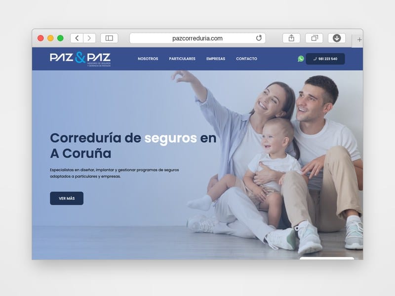 Web de Seguros Paz y Paz desarrollada por Web Consulting