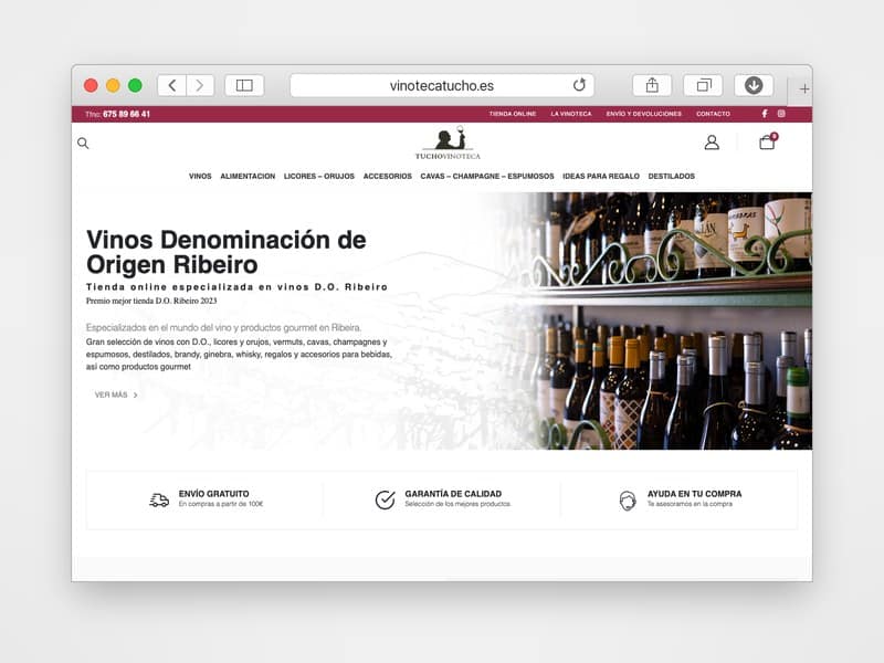 Web de Vinoteca Tucho desarrollada por Web Consulting
