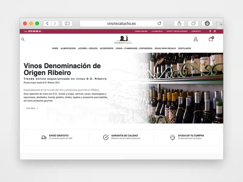 Web de Vinoteca Tucho desarrollada por Web Consulting