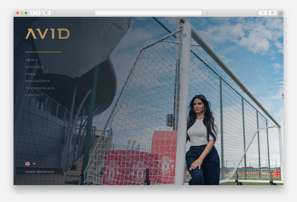 Captura de portada de AVID Sports & Entertainment Group, enmarcada en una ventana de navegador